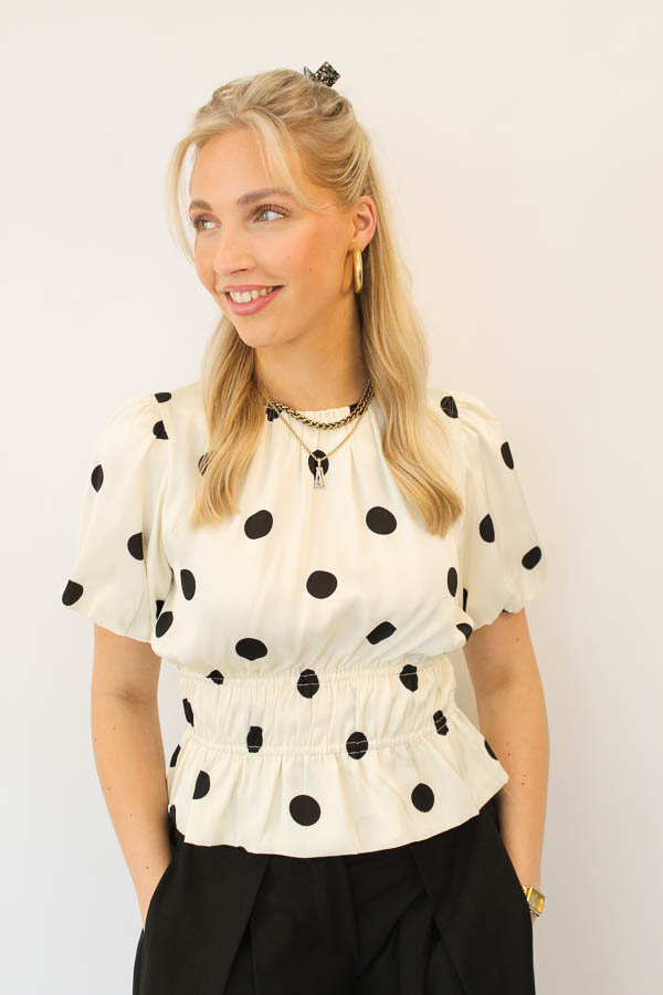 Top stippen ecru | Tessa