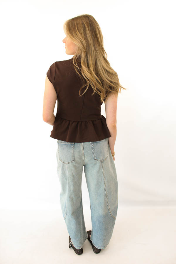 Top strik detail bruin | Linde - Afbeelding 4