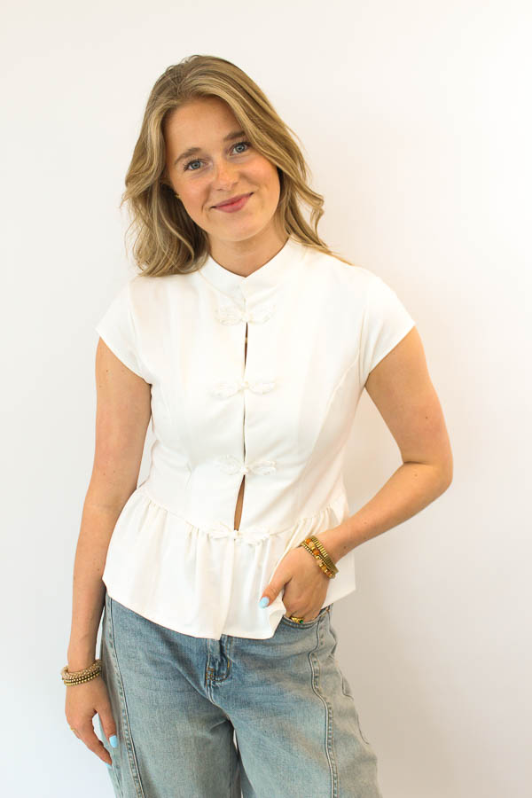Top strik detail wit | Linde