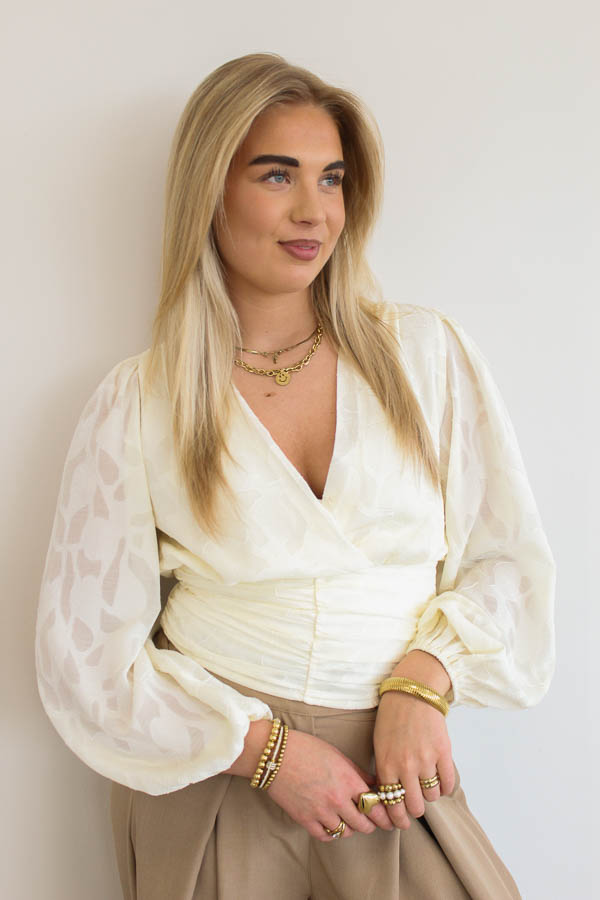 Top v-hals ecru | Liva