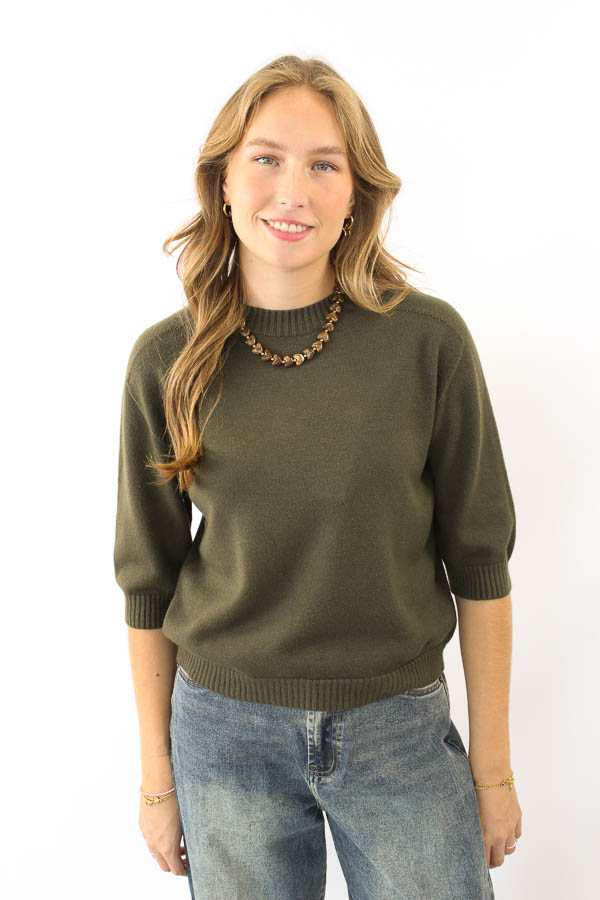 Trui driekwart mouw army | Merel