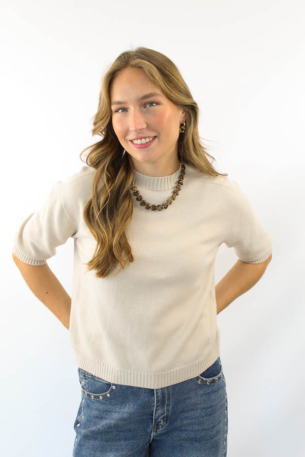 Trui driekwart mouw beige | Merel