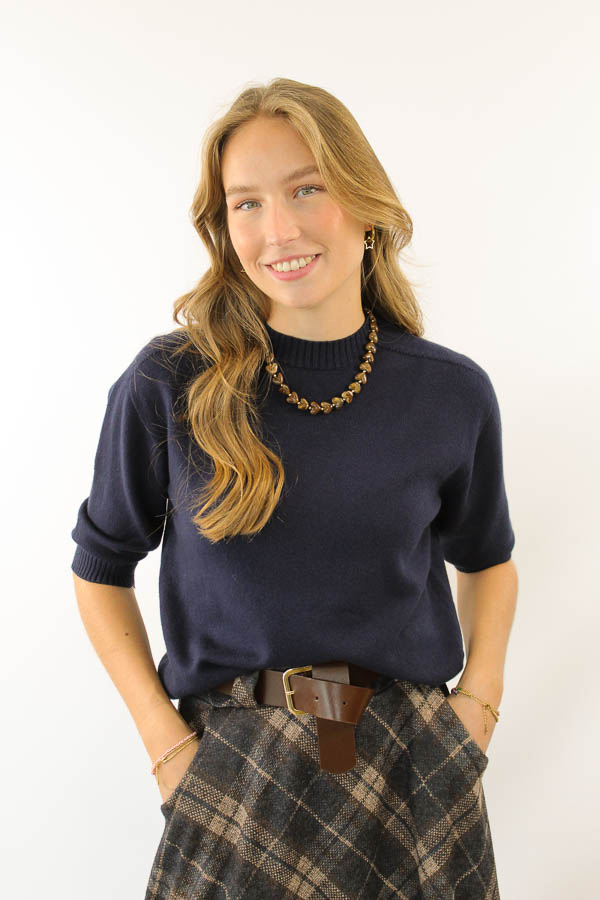 Trui driekwart mouw navy | Merel
