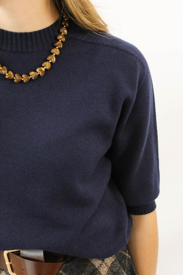 Trui driekwart mouw navy | Merel - Afbeelding 2