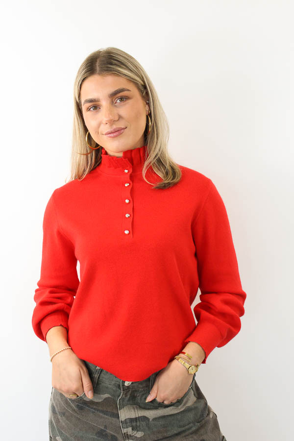 Trui hoge hals rood | Alix