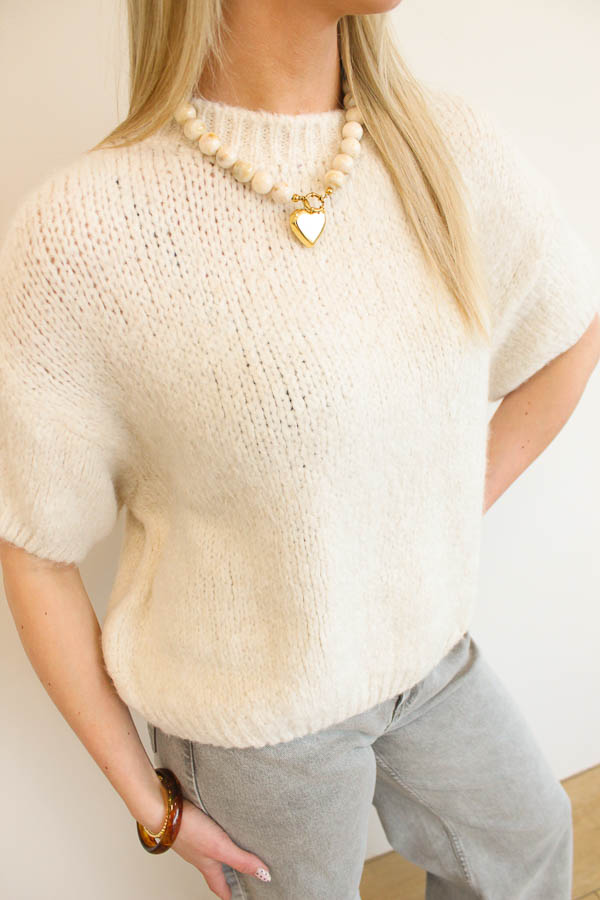 Trui korte mouw beige | Maje - Afbeelding 2