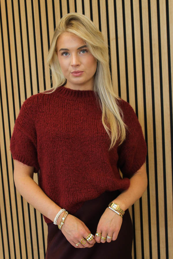 Trui korte mouw bordeaux | Maje