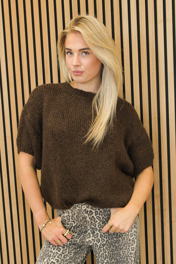 Trui korte mouw bruin | Maje