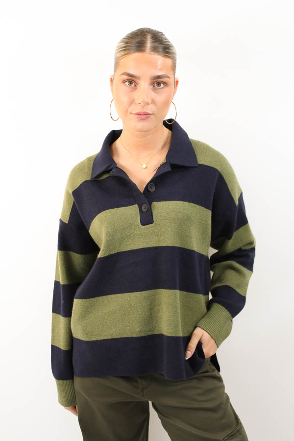 Trui met kraag navy | Joelle 