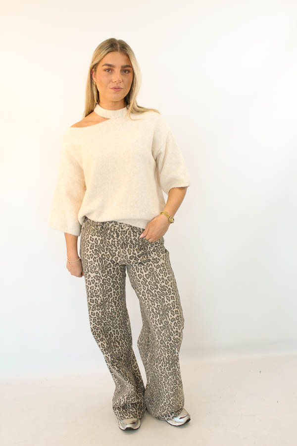 Trui open schouder beige  - Afbeelding 3