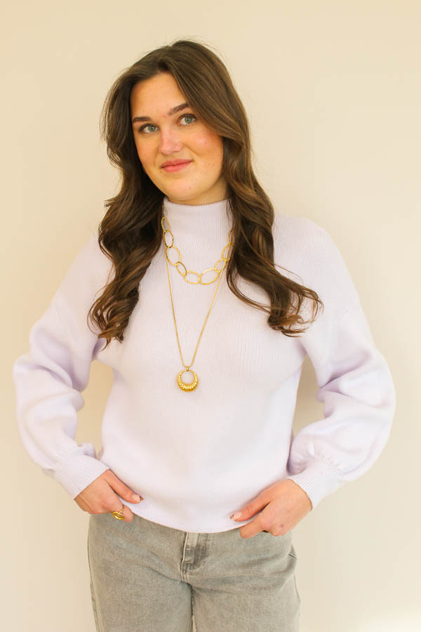 Trui pofmouwen lila | Amalia 