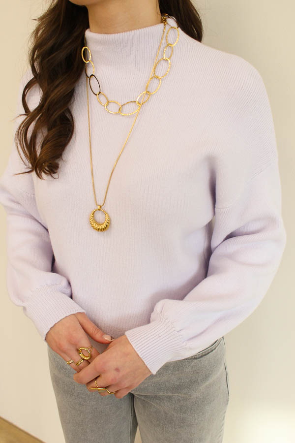 Trui pofmouwen lila | Amalia  - Afbeelding 2