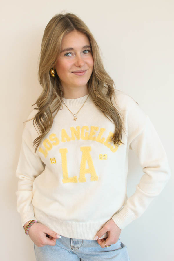 Trui print geel | Los Angeles