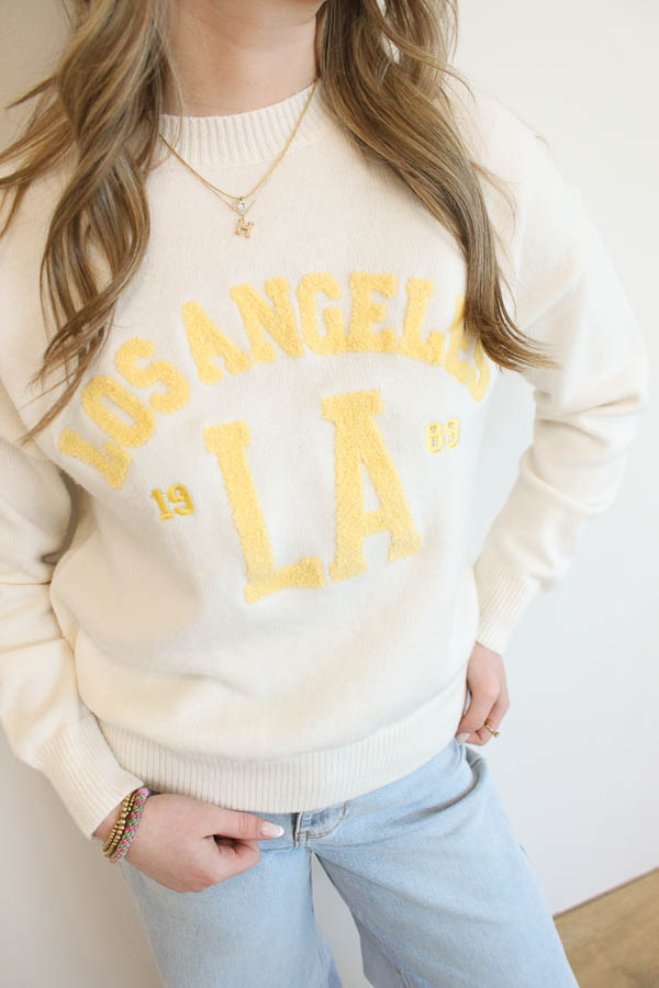 Trui print geel | Los Angeles - Afbeelding 2