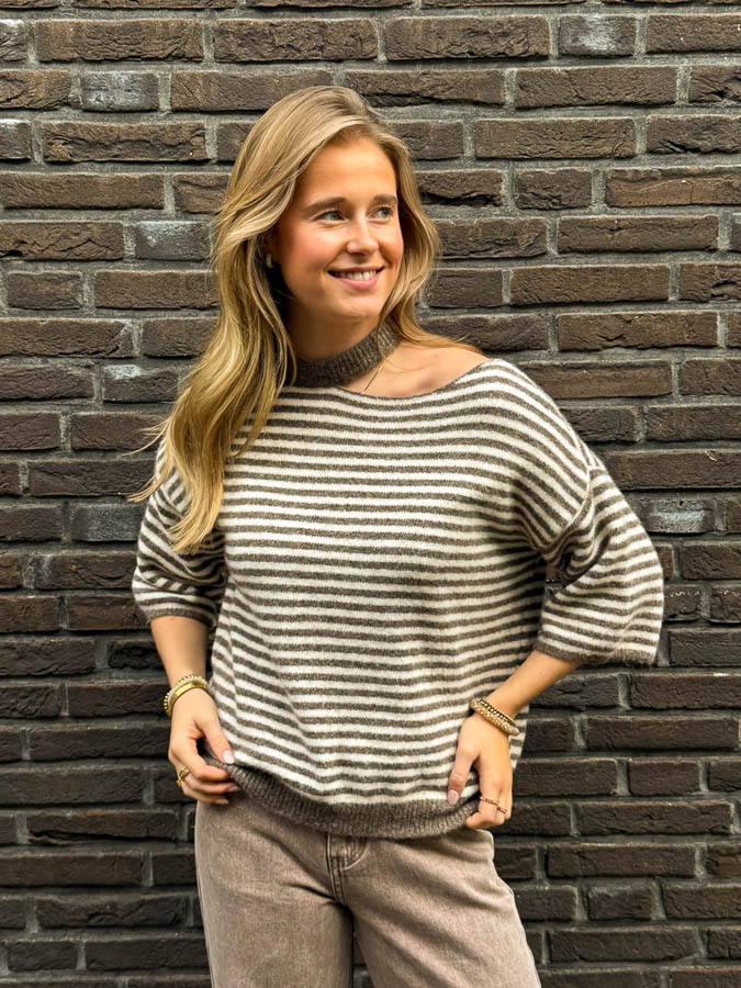 Trui strepen beige | Daniek 