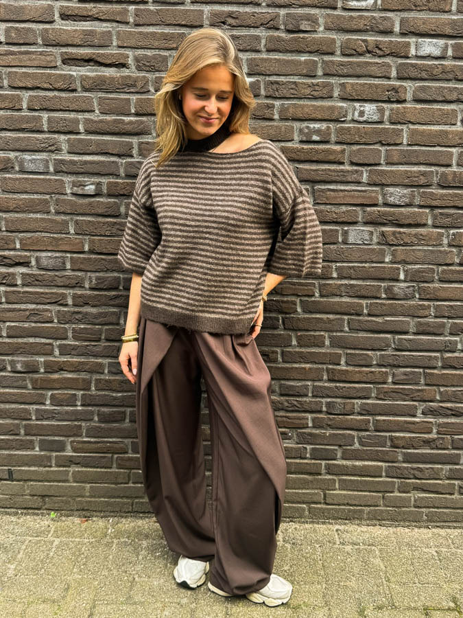 Trui strepen bruin | Daniek  - Afbeelding 3