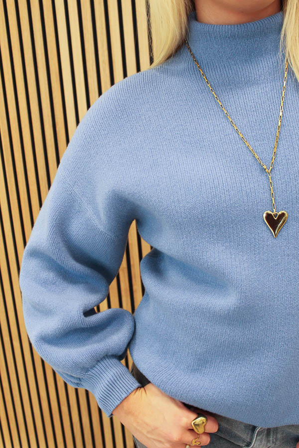 Trui volant mouw blauw | Amalia  - Afbeelding 3