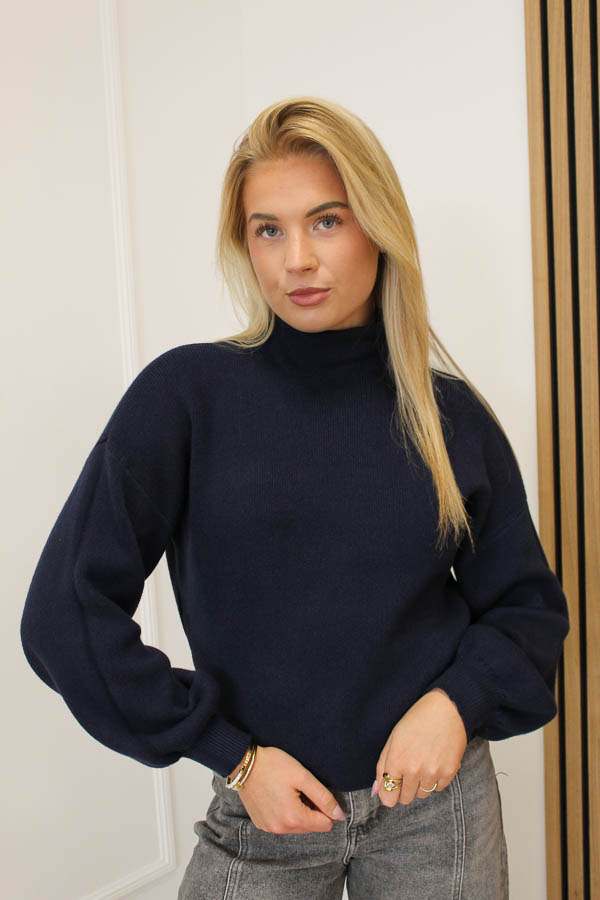 Trui volant mouw navy | Amalia 