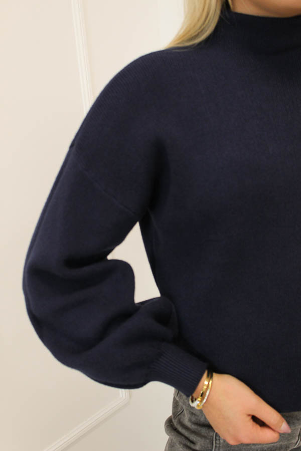 Trui volant mouw navy | Amalia  - Afbeelding 2
