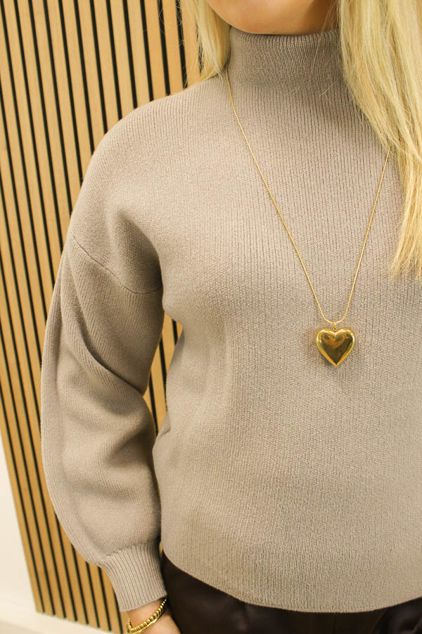 Trui volant mouwen taupe | Amalia  - Afbeelding 2