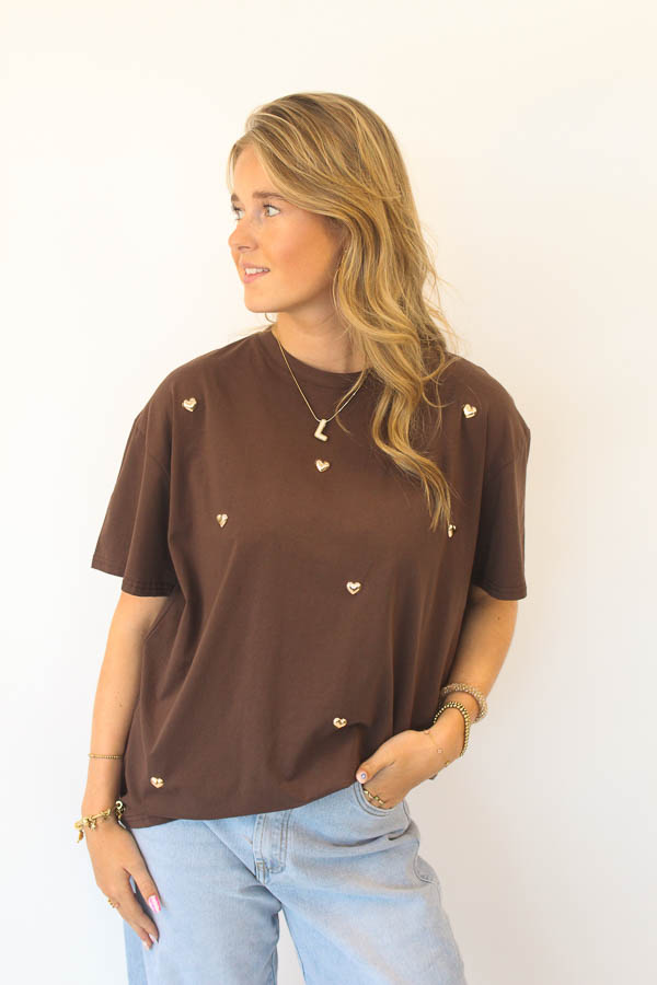 Tshirt hartjes bruin | Love