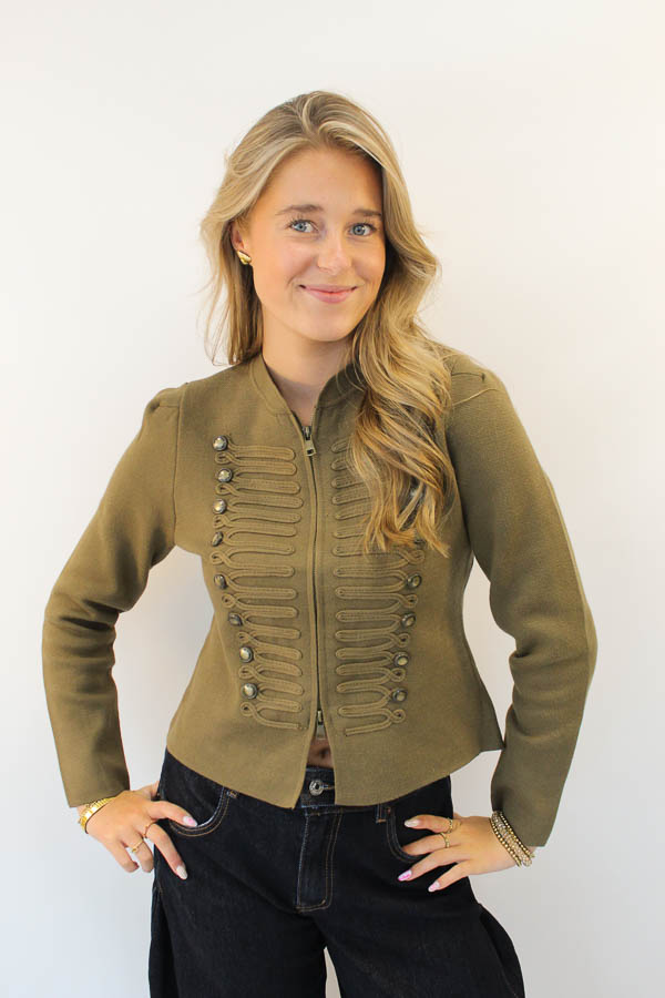 Vest dubbele knoop khaki | Bo