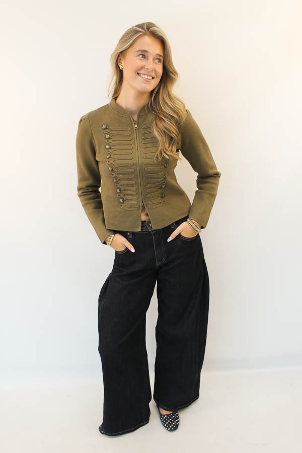 Vest dubbele knoop khaki | Bo - Afbeelding 3