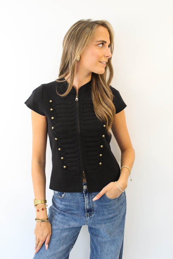 Vest knopen zwart | Military