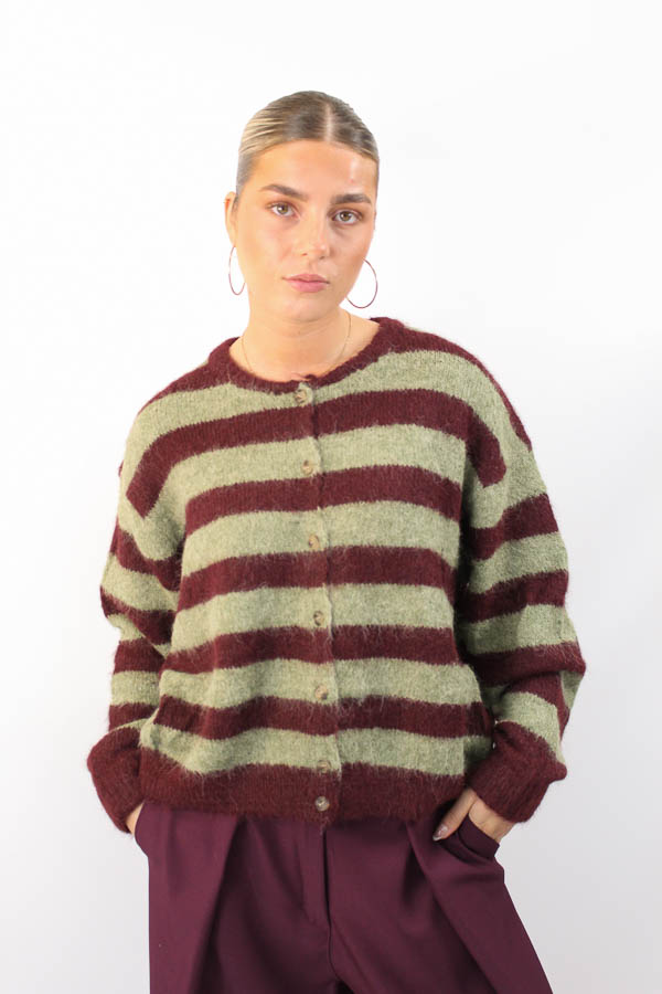 Vest met strepen burgundy | Elise  - Afbeelding 2