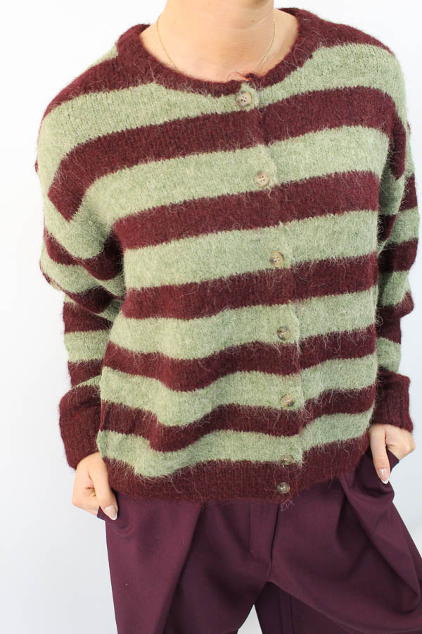 Vest met strepen burgundy | Elise  - Afbeelding 3