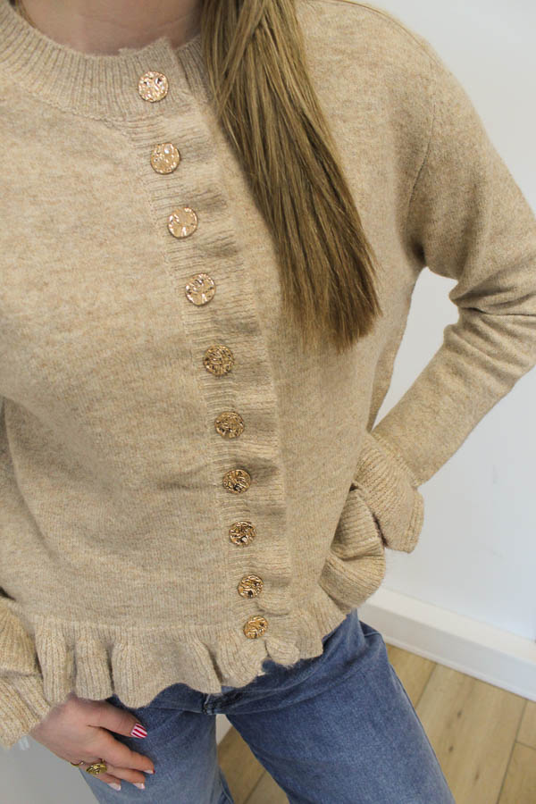 Vest ruffel beige | Aafke - Afbeelding 2