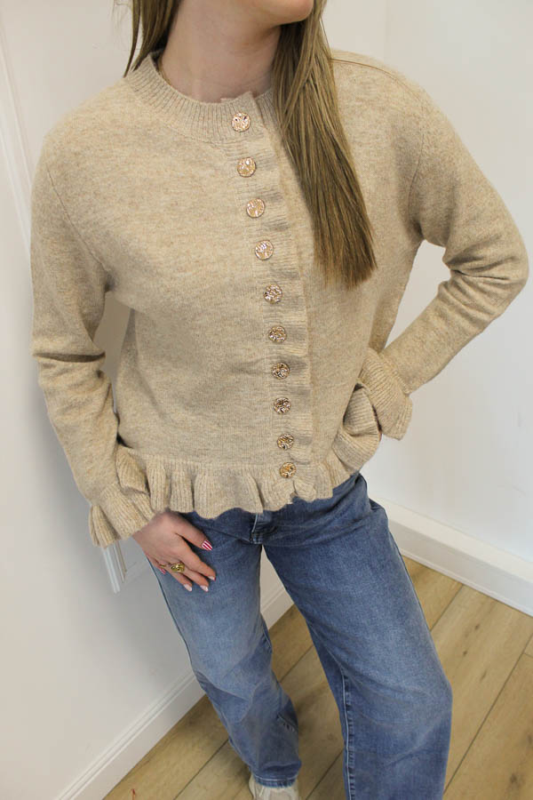 Vest ruffel beige | Aafke - Afbeelding 3