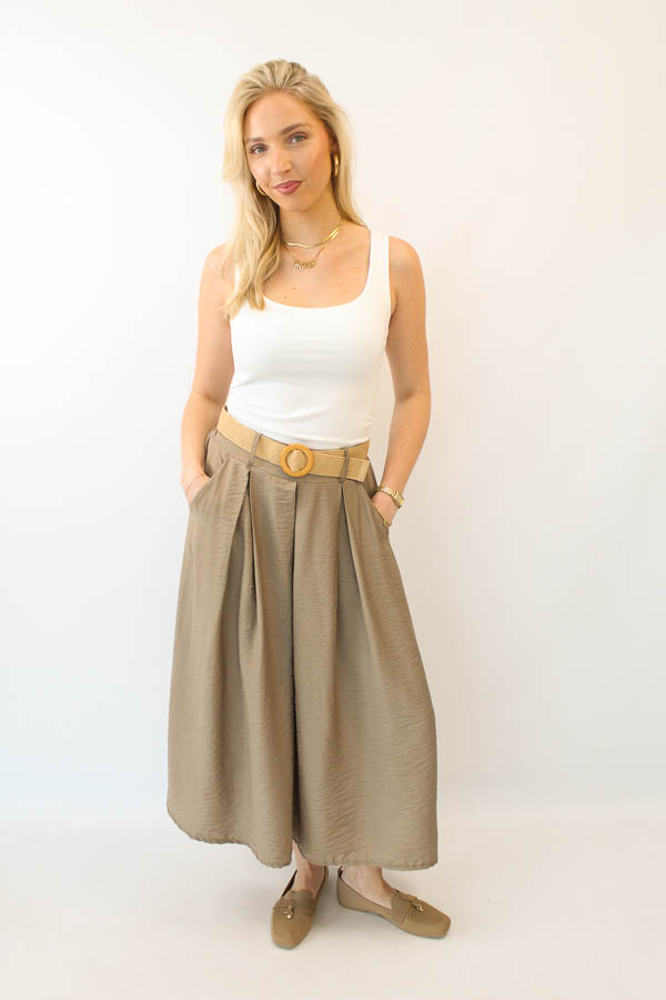 Viscose rok khaki | Iris - Afbeelding 2