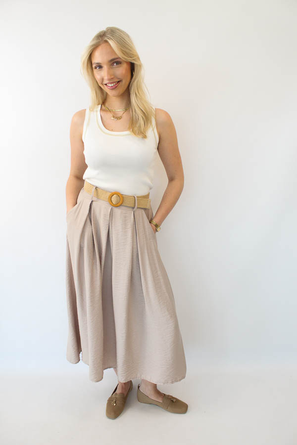 Viscose rok taupe | Iris - Afbeelding 2