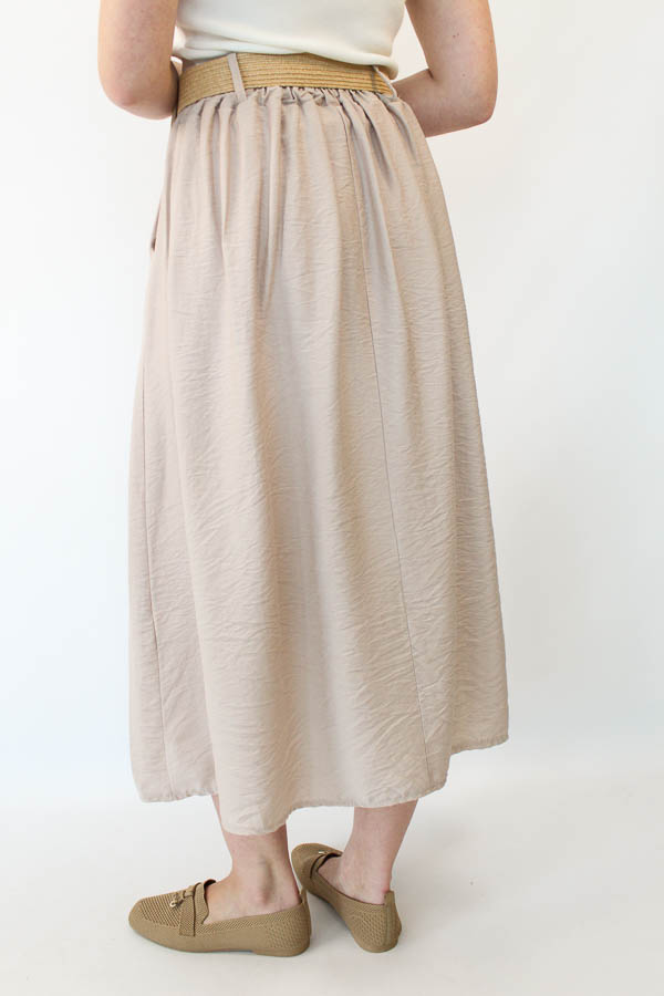 Viscose rok taupe | Iris - Afbeelding 4
