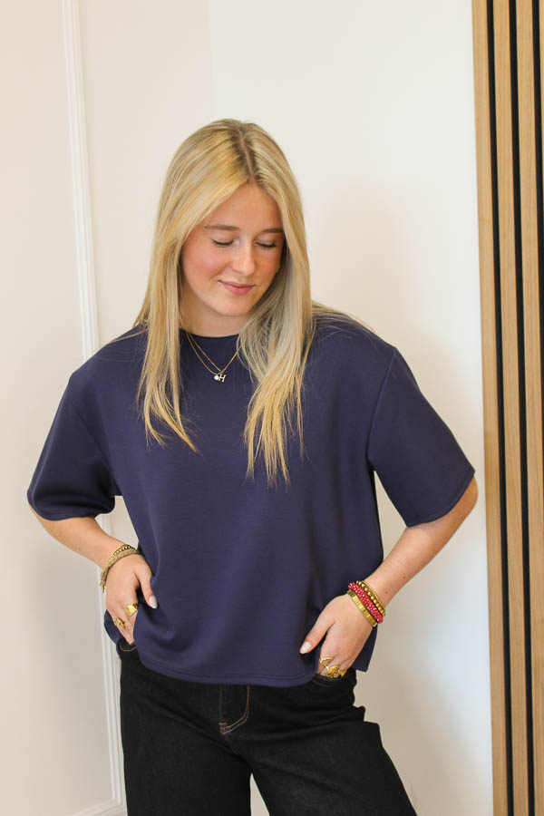 Viscose shirt navy | Nikki
