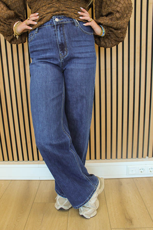 Wide leg jeans midblauw | Vlinder - Afbeelding 2