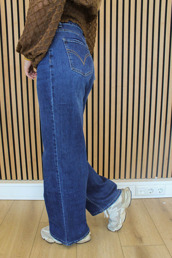 Wide leg jeans midblauw | Vlinder - Afbeelding 3