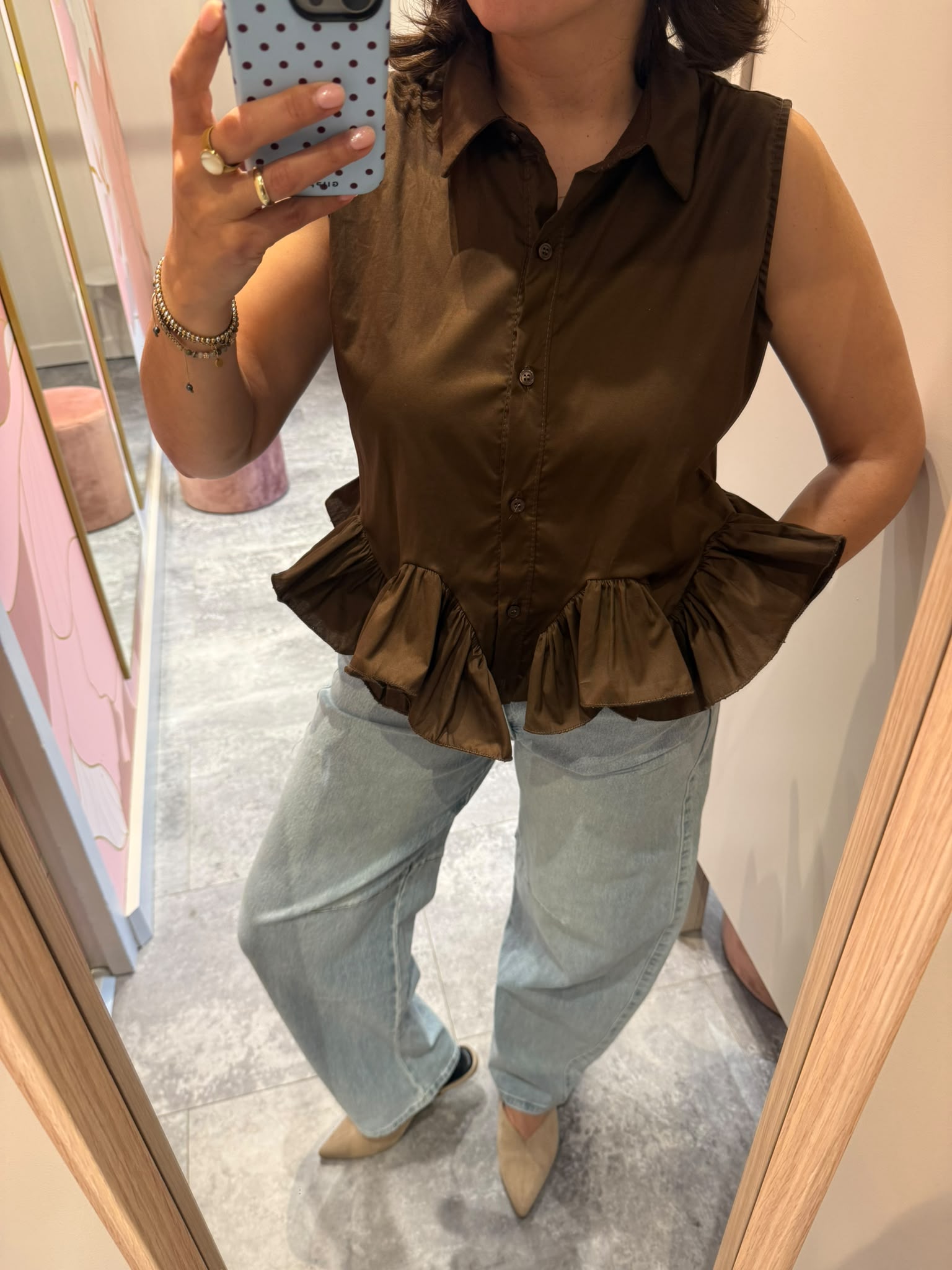 Blouse top bruin | Lynn