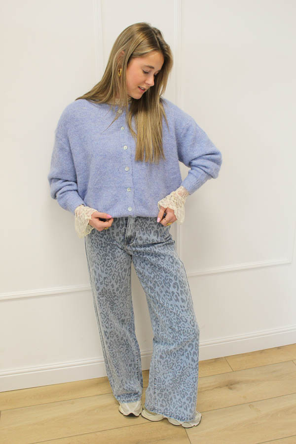 Wide jeans leopard blauw | Lis - Afbeelding 3