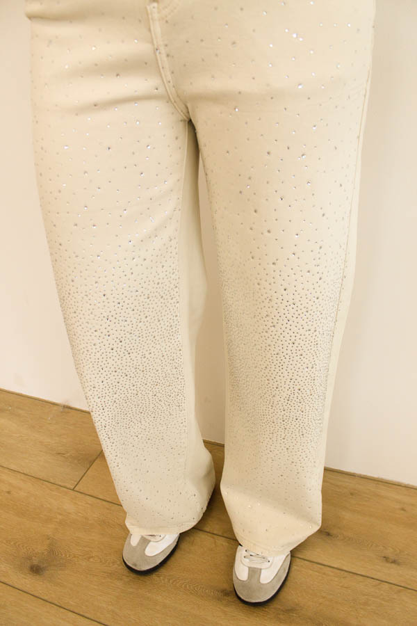 Wide jeans beige strass | Isa - Afbeelding 2