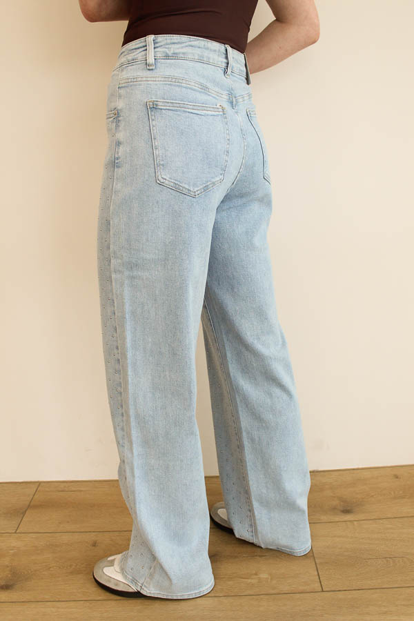 Wide jeans blauw studs | Bo - Afbeelding 3