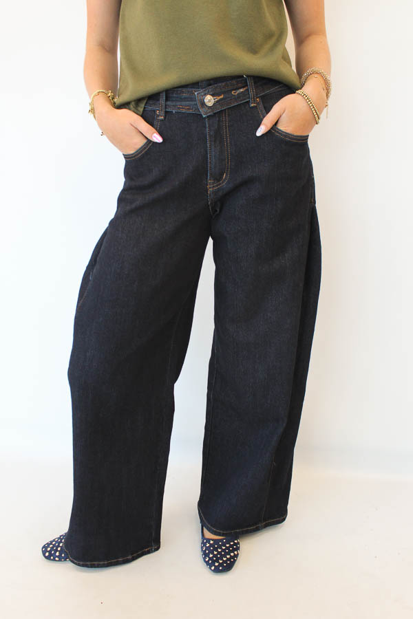 Wide jeans donkerblauw | Celine