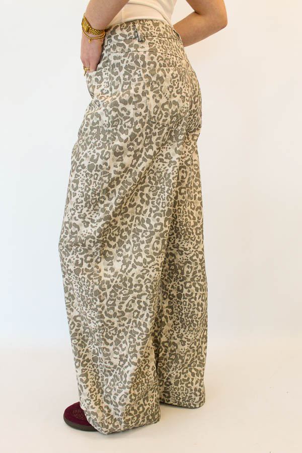 Wide jeans leopard beige | Senna - Afbeelding 2