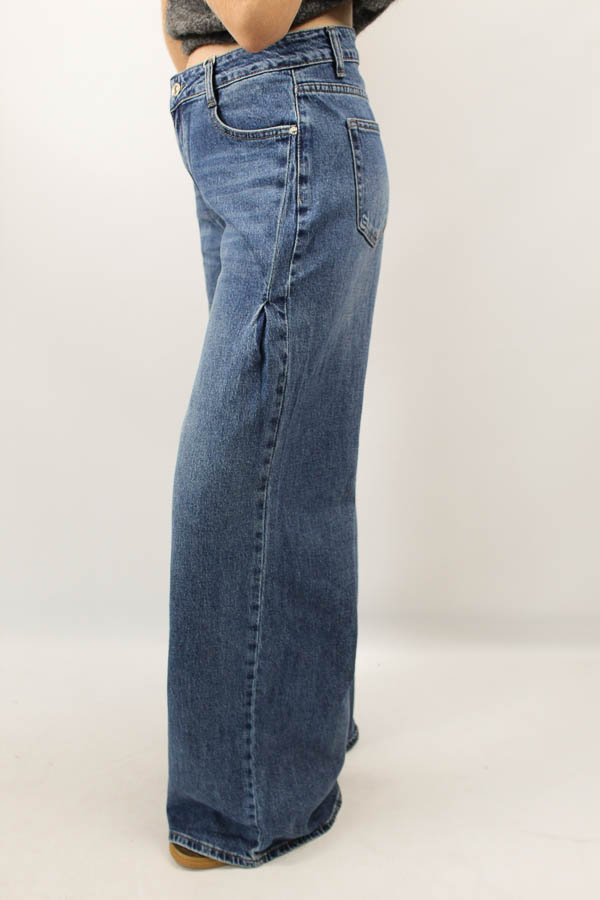 Wide jeans met plooi blauw  | Mia  - Afbeelding 2