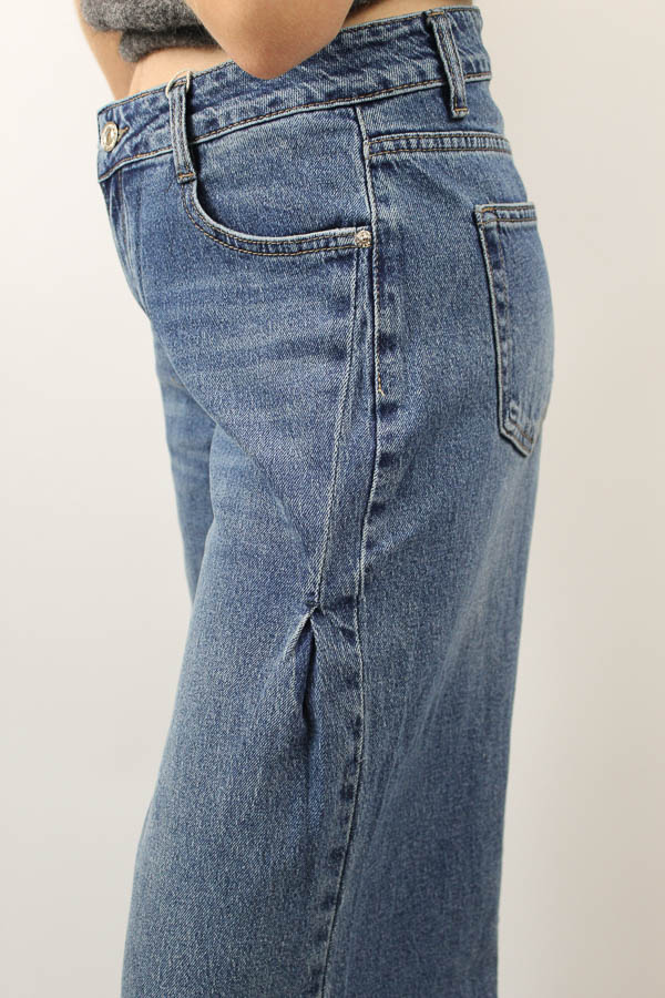 Wide jeans met plooi blauw  | Mia  - Afbeelding 3
