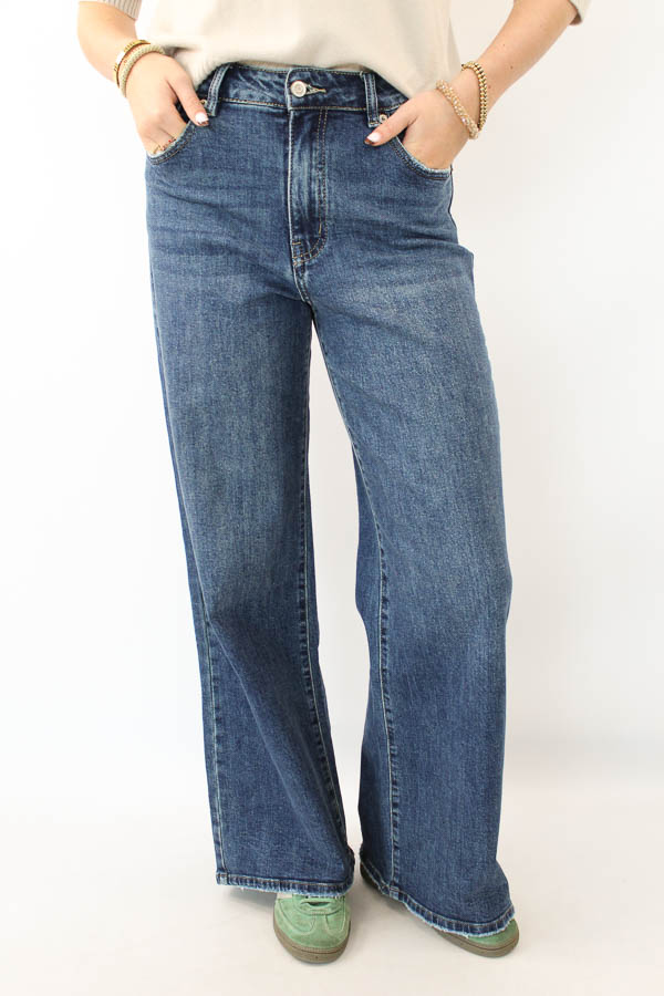 Wide leg jeans midblauw | Raisa