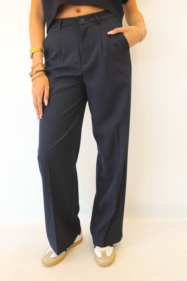 Wide leg broek navy | Soof 