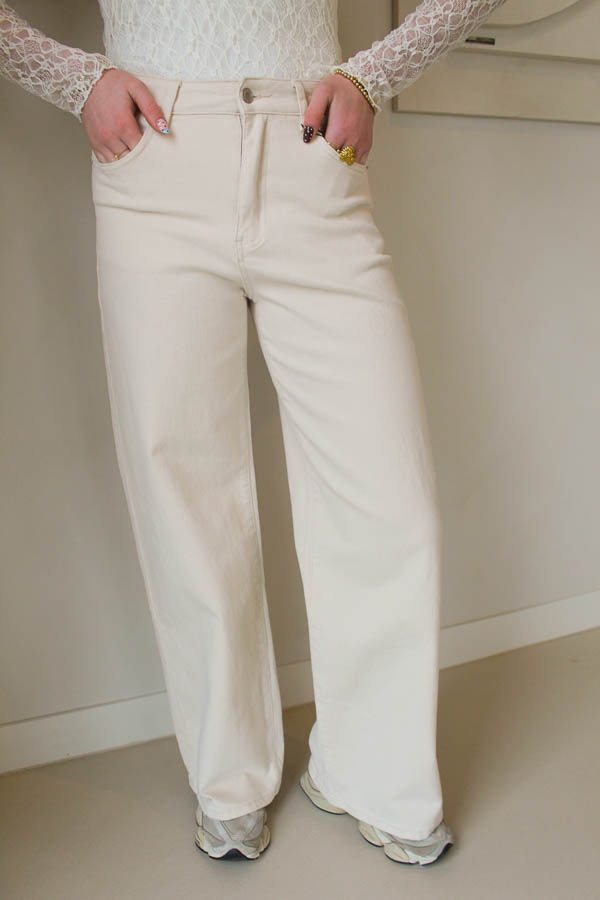 Wide leg jeans beige | Indy