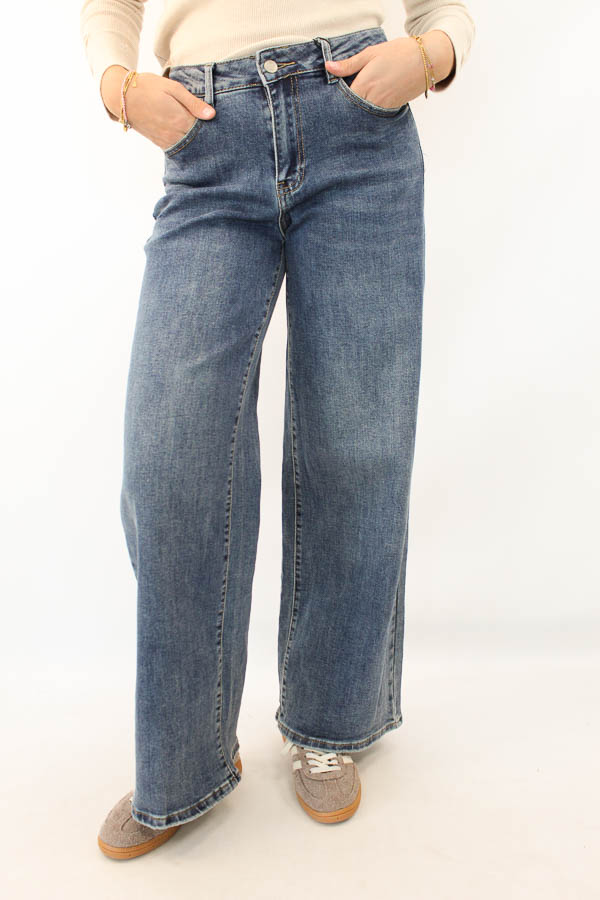 Wide leg jeans blauw | Laulie 